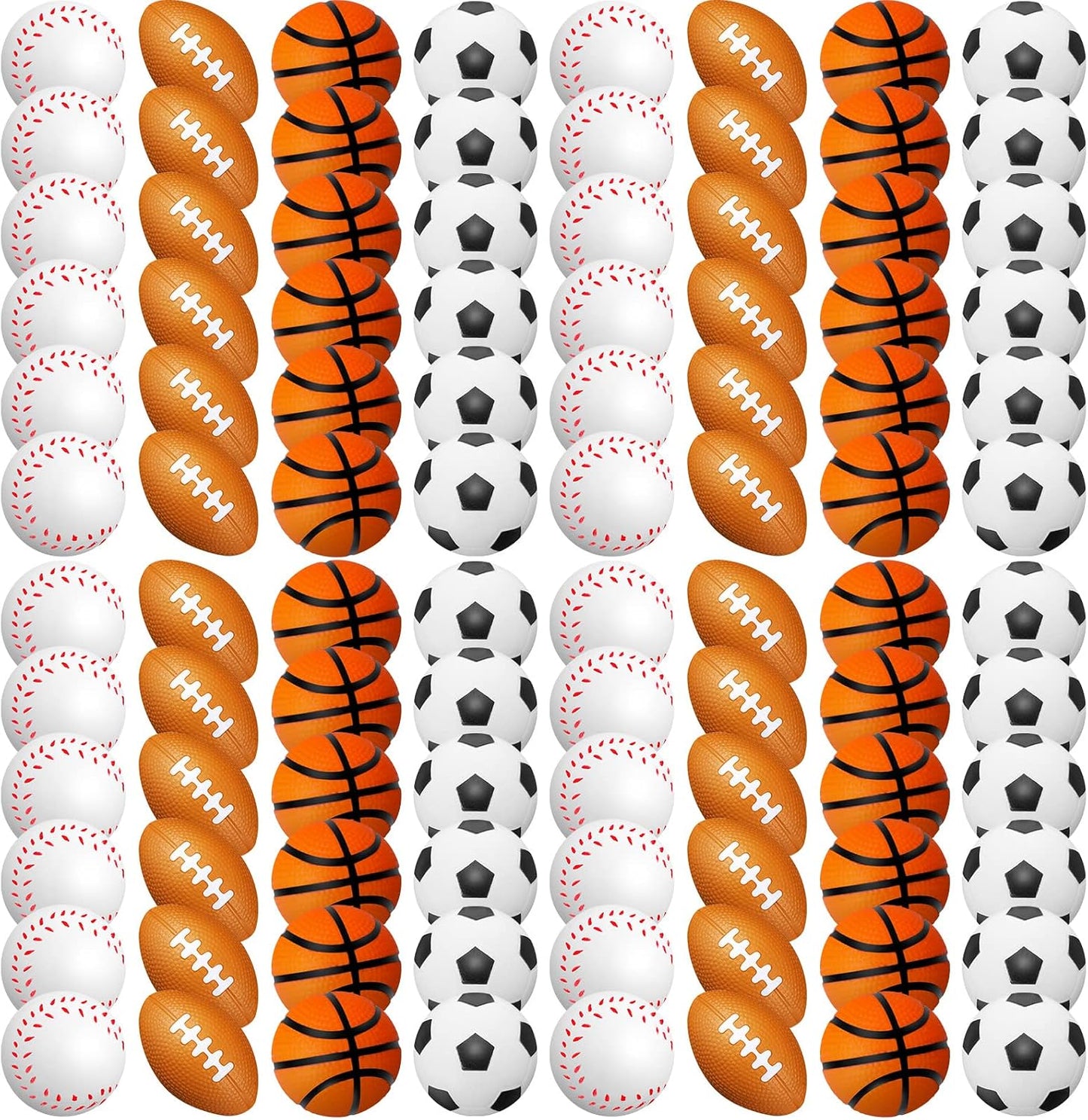 120 Pieces Sports Stress Balls Mini Foam Soccer Ball, Basketball, Football, Baseball Stress Toys for Anxiety Relief Sports Themed Birthday Party Supplies Game Stocking Stuffers