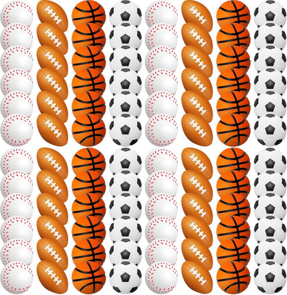 120 Pieces Sports Stress Balls Mini Foam Soccer Ball, Basketball, Football, Baseball Stress Toys for Anxiety Relief Sports Themed Birthday Party Supplies Game Stocking Stuffers