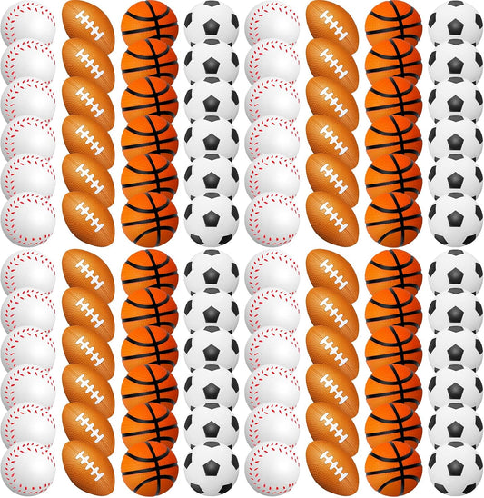 120 Pieces Sports Stress Balls Mini Foam Soccer Ball, Basketball, Football, Baseball Stress Toys for Anxiety Relief Sports Themed Birthday Party Supplies Game Stocking Stuffers