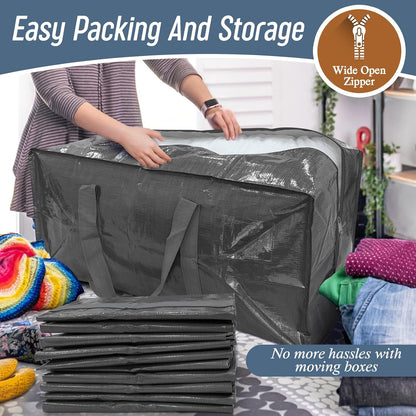 Extra Heavy Duty Large Moving Bags with Strong Zipper, Dark Blue