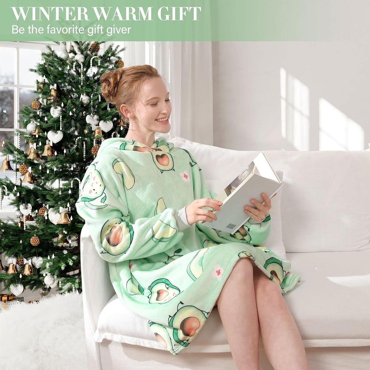LetsFunny Blanket Hoodie,Oversized Wearable Sherpa Fleece Blanket Sweatshirt,Super Soft Warm Cozy with Giant Pocket,Gifts for Women Men Adults Teenagers, One Size Fits All