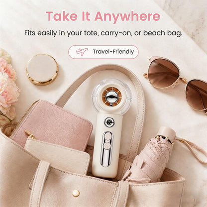 Handheld Portable Fan with Misting,High-Speed Brushless Motor,Ultra Long Lasting Rechargeable Battery,Personal Fans Portable Rechargeable,Suitable for Travel,Camping, Beach and Office Desk,Gift (PINK)