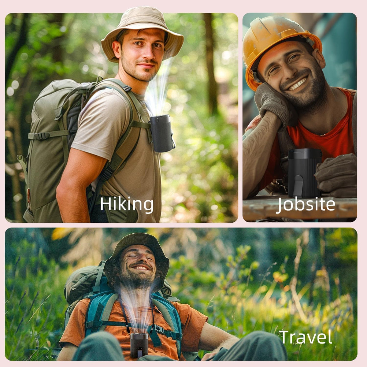 Portable Waist Fan, Rechargeable 3000mAh Battery, 25H Runtime, 6600RPM Turbo Dual Clip, 4 Speeds Adjustable, Belt Fans for Hiking, Riding, Fishing, Hands-Free Hanging Fan Gifts for Worker
