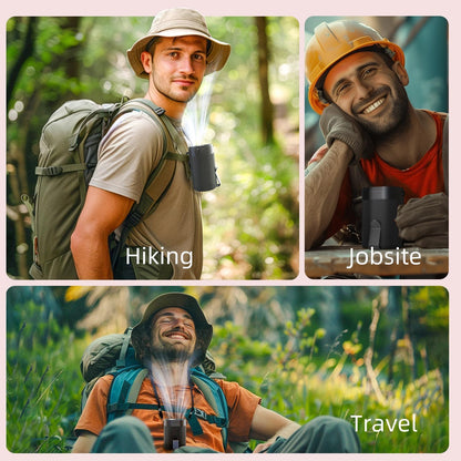 Portable Waist Fan, Rechargeable 3000mAh Battery, 25H Runtime, 6600RPM Turbo Dual Clip, 4 Speeds Adjustable, Belt Fans for Hiking, Riding, Fishing, Hands-Free Hanging Fan Gifts for Worker