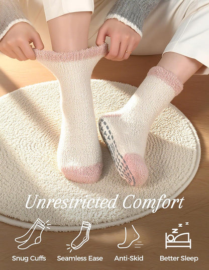 TEHOOK Warm & Cozy Gifts for Women, Fluffy Fuzzy Plush Sleeping Slipper Socks - Soft Warm Fabric