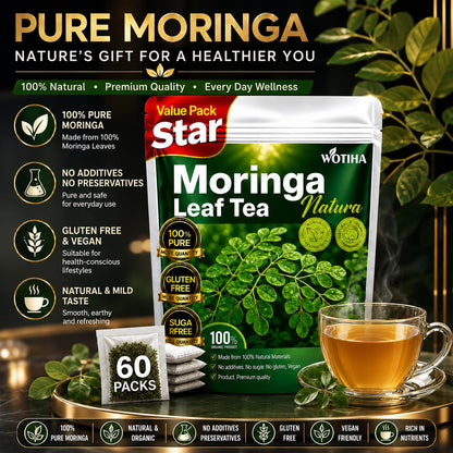 WOTIHA 60 Count Premium Lemon Balm Tea Bags - 100% Pure Natural Leaves, Lemony Citrusy Flavor, Supports Calming & Digestion, Caffeine-Free, Additive-Free, Sugar-Free, Vegan Non-GMO