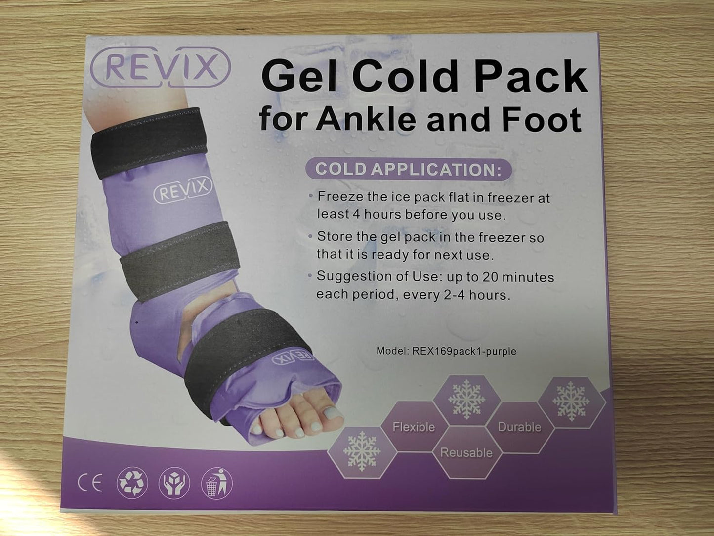 REVIX Ankle Ice Pack Wrap for Foot Pain Relief and Feet Injuries, Reusable Gel Ice Cold Packs for Achilles Tendonitis, Plantar Fasciitis, Sprained Ankles and Heels