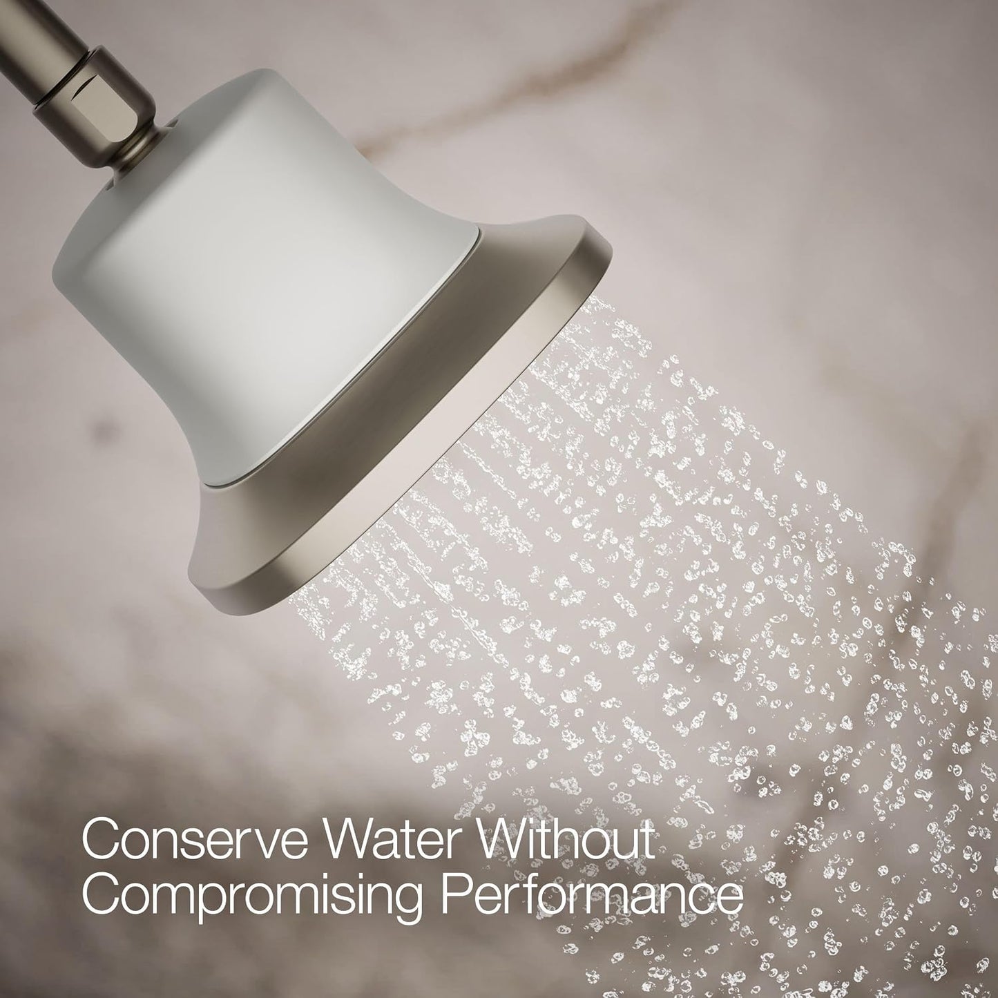 KOHLER 33631-Y-BN Cinq Round Single-Function Filtered Showerhead, Five-Layer Filtration, 2.5 GPM, Full Coverage Spray, Premium Durable Material, Vibrant Brushed Nickel