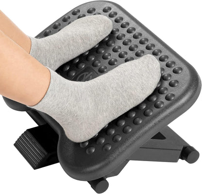 HUANUO Adjustable Desk Footrest, Foot Rest for Under Desk at Work with Massage, Adjustable Foot Stool with 3 Height Position & 30 Degree Tilt Angle Adjustment for Home, Office, White