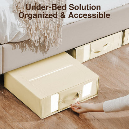 DIMJ Bed Sheet Organizers and Storage - Foldable Sheet Holder, Linen Closet Organizer Box for Sheets Set, Bedding, Blankets, Towel (King & Queen Size), Grey