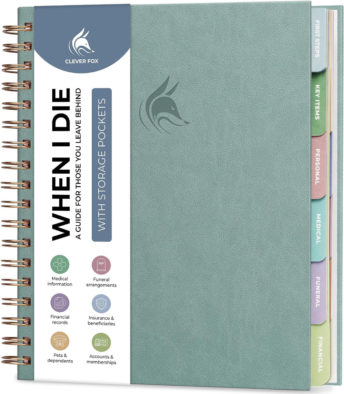 Clever Fox When I Die Organizer Binder Planner, Folders, 8.5x9.5 Smoke Blue