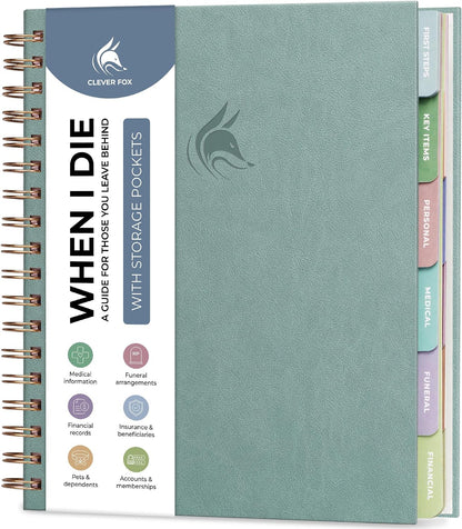 Clever Fox When I Die Organizer Binder Planner, Folders, 8.5x9.5 Smoke Blue