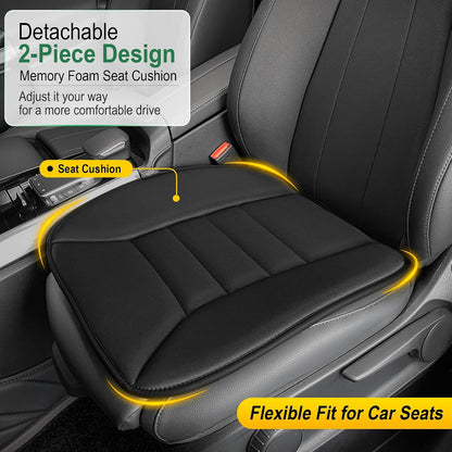 kingphenix Car Seat Cushion with 1.2inch Comfort Memory Foam, Seat Cushion for Car and Office Chair (Black)
