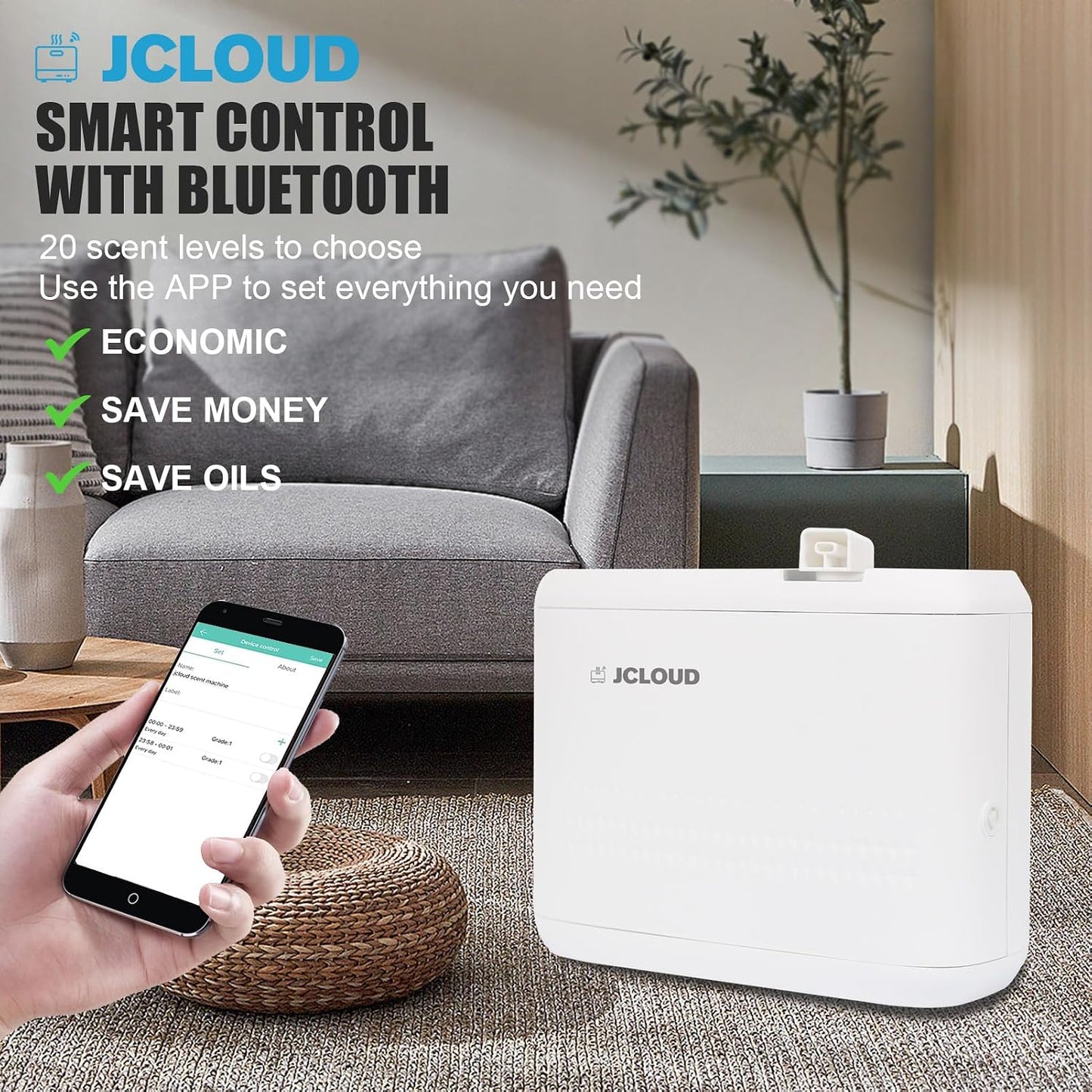 JCLOUD Smart Scent Air Machine 1000ML, Hotel Scent Diffuser Cover Up to 4500 Sq. Ft., Waterless Cold Air Diffuser for Home, Aromatherapy Diffuser for Essential Oils Large Room, Dimgray