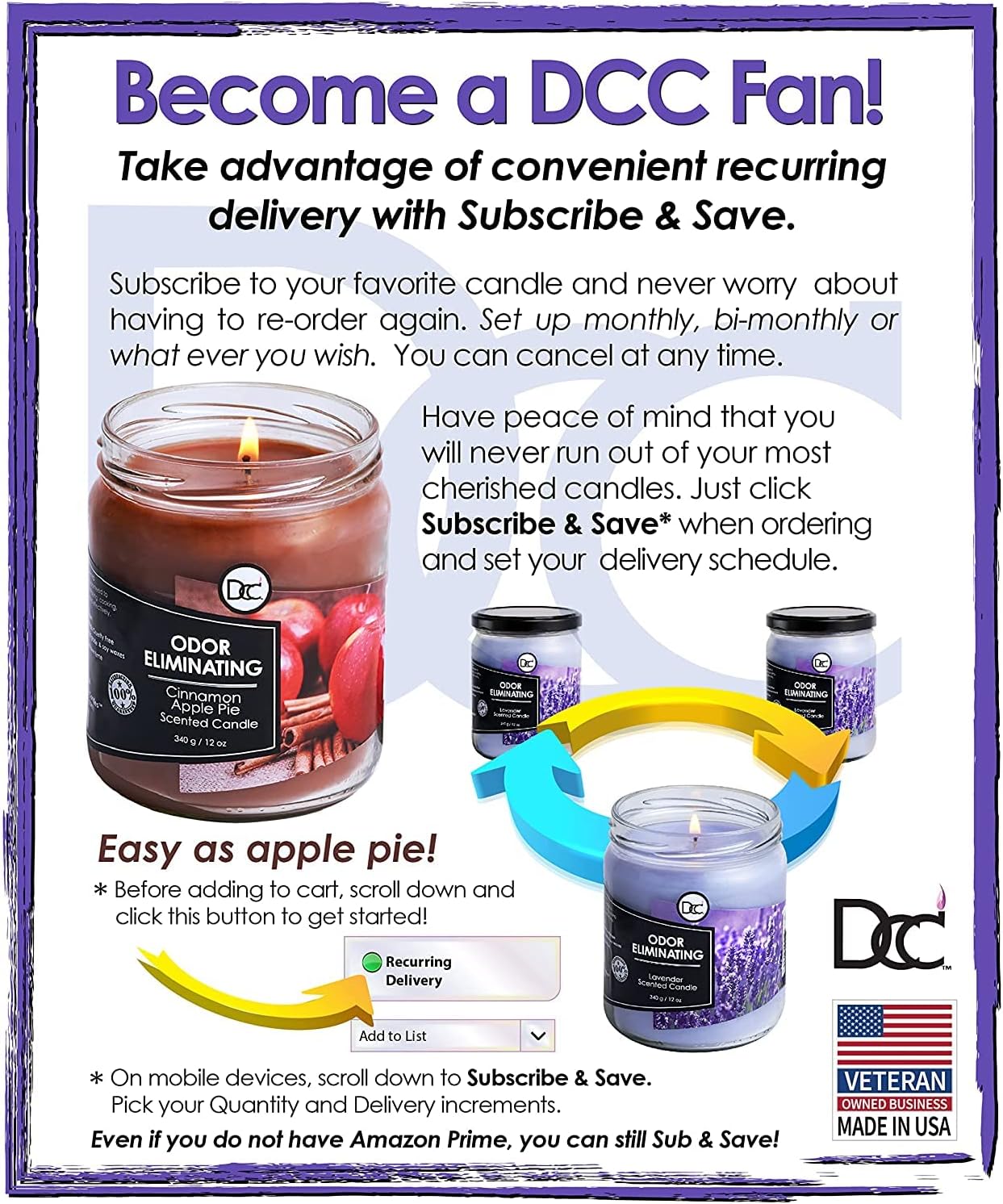 Vanilla Bean Odor Eliminating Highly Fragranced Candle - Eliminates 95% of Pet, Smoke, Food, and Other Smells Quickly - Up to 80 Hour Burn time - 12 Ounce Premium Soy Blend - Colors A