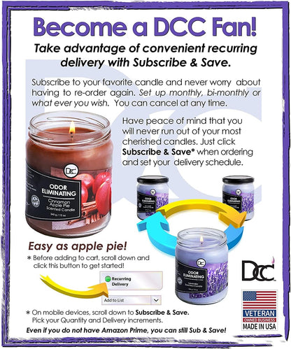 Vanilla Bean Odor Eliminating Highly Fragranced Candle - Eliminates 95% of Pet, Smoke, Food, and Other Smells Quickly - Up to 80 Hour Burn time - 12 Ounce Premium Soy Blend - Colors A