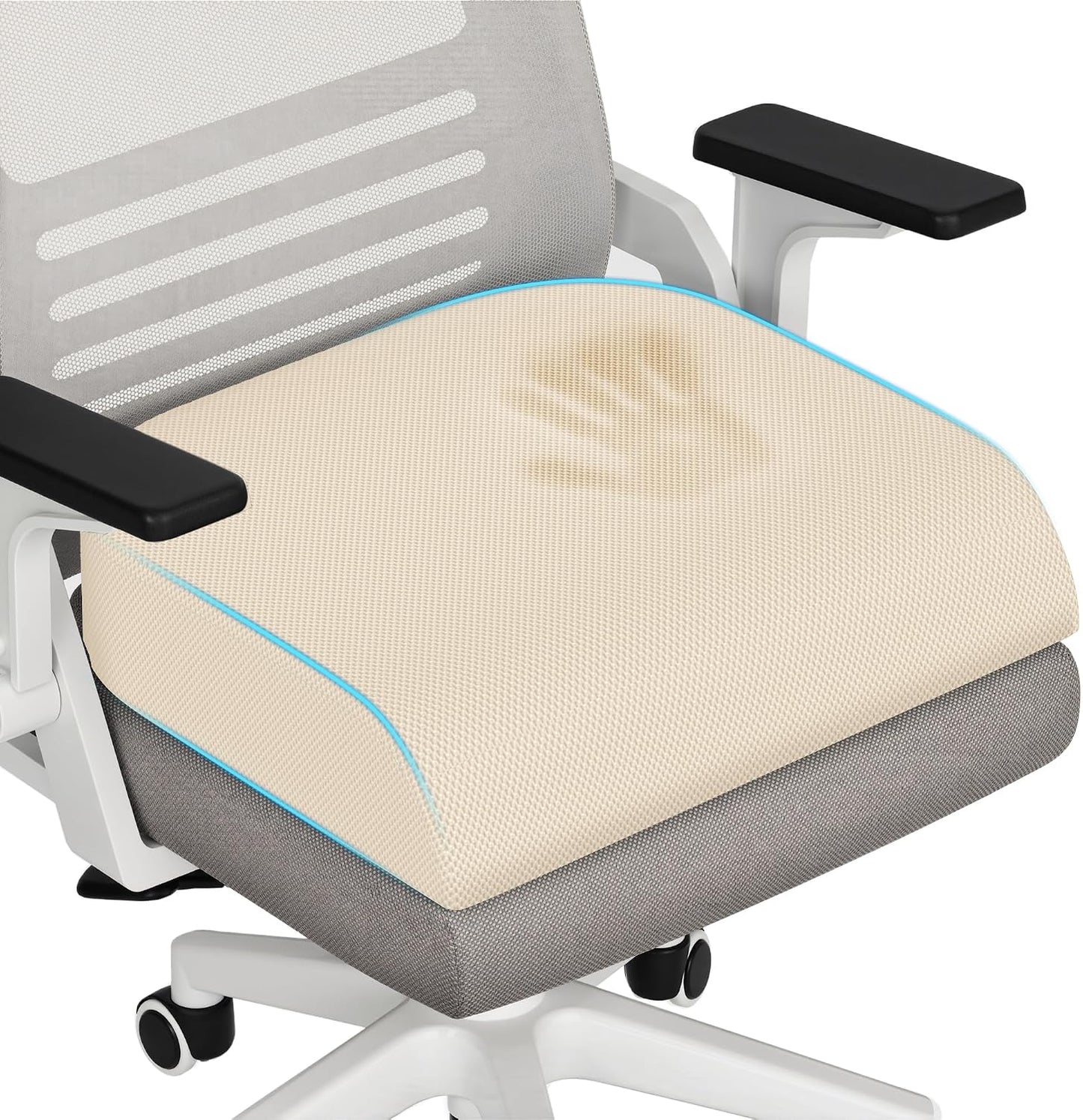 TranquilRelax Large Seat Cushion, Memory Foam Cushion for Long Sitting Hours on Office Chair, Car Seat, Non-Slip Chair Pad for Sciatica, Coccyx, Tailbone Pain Relief & Post-Surgery Recovery (Black)