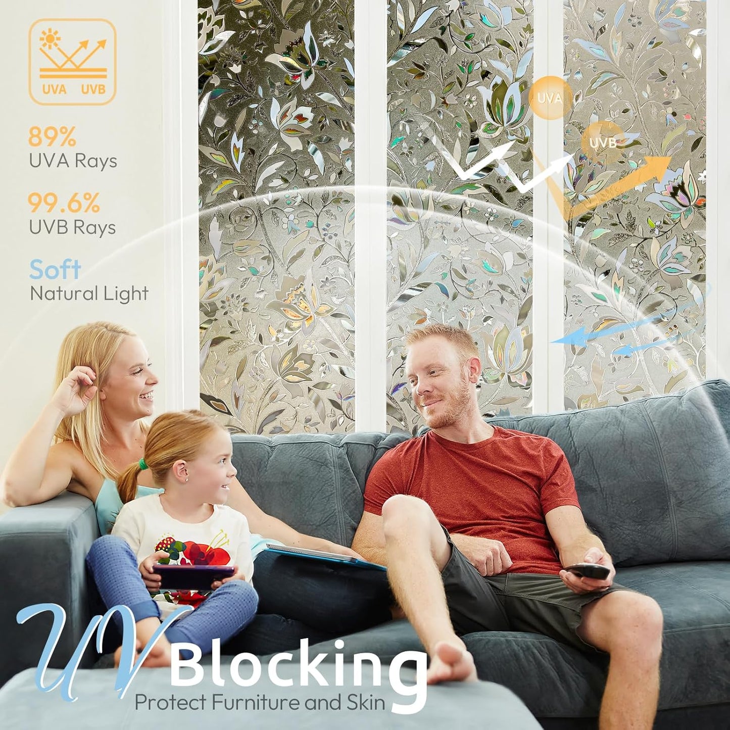 rabbitgoo Window Privacy Film One Way Window Tint for Home, Removable Reflective Heat Sun Blocking Anti UV Glass Door Covering, Mirror Tinting Film House Office, 17.5 Inch X 6.5 Feet, Black Silver