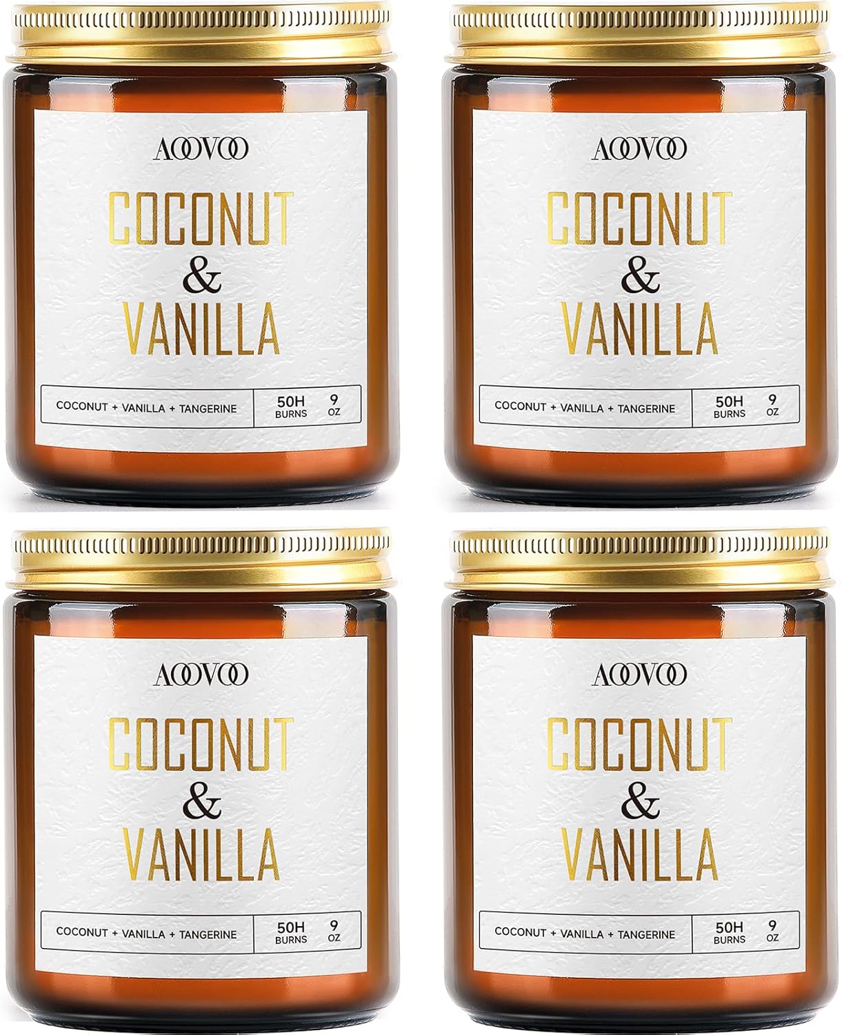 AOOVOO Coconut Vanilla Candles - 9 oz Scented Candles, Aromatherapy Candle, Soy Candle for Home Scented