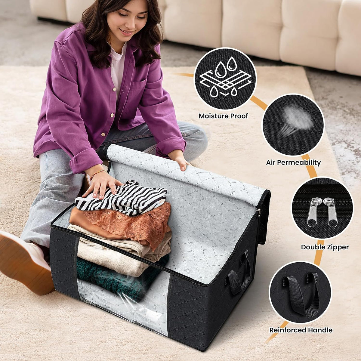 Fab totes Storage Bags for Clothes Blanket Storage Bins with Lids