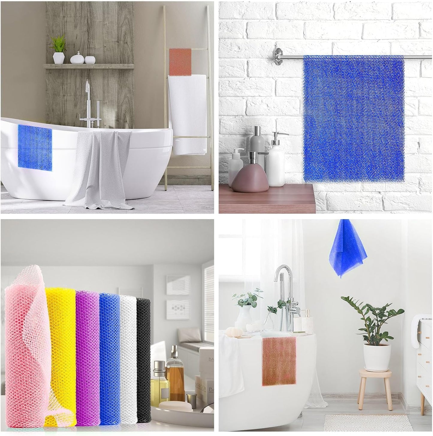 UJFQBH 3 Pieces African Bath Sponge African Net Long Net Bath Sponge Exfoliating Shower Body Scrubber Back Scrubber Skin Smoother,Great for Daily Use (Pink,Yellow,Purple)