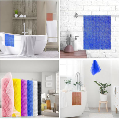 UJFQBH 3 Pieces African Bath Sponge African Net Long Net Bath Sponge Exfoliating Shower Body Scrubber Back Scrubber Skin Smoother,Great for Daily Use (Pink,Yellow,Purple)