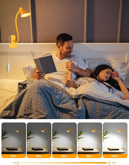 LiFMIRA Clip on Light USB Reading Light Desk Lamp 3 Color Modes Black