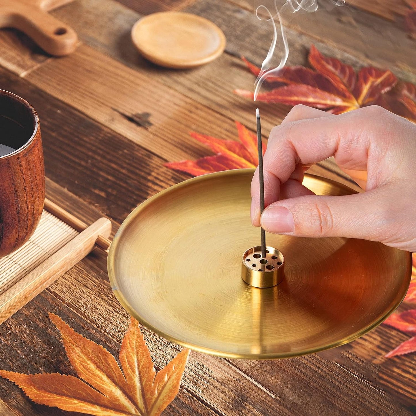 3 in 1 Brass Gourd Incense Burner Sticks Cones Coils Ash Catcher Home Decor | OSOPOLA 3 In 1 Brass Gourd Burner 5.5" Sticks Cones Coils Ash Catcher Meditation Home ZX11S