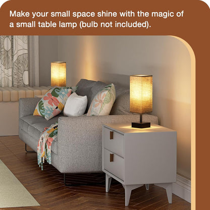 aooshine Small Table Lamp for Bedroom - Bedside Lamps for Nightstand, Minimalist Night Stand Light Lamp with Square Fabric Shade, Desk Reading Lamp for Kids Room Living Room Office Dorm