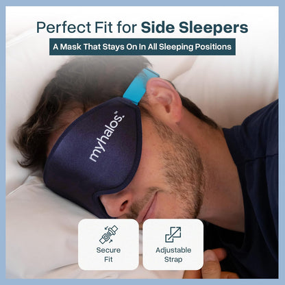 MyHalos® Sleep Mask – 3D Blackout Eye Mask for Women & Men, Side Sleepers, Zero Pressure Memory Foam Eyelash Friendly, Breathable,Award-Winning Sleep Aid for Travel (Black, 1 Count (Pack of 1)