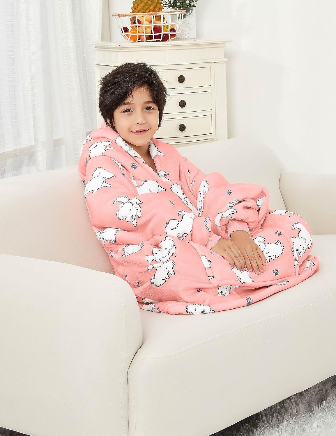 KFUBUO Wearable Blanket Hoodie for Adults Sherpa All Patterns Cat Oversized Sweatshirt Blanket with Pockets for Women