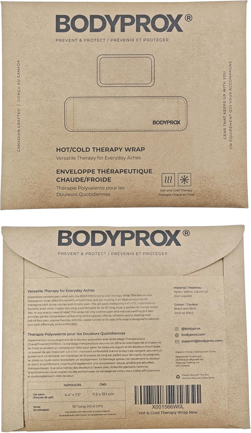BODYPROX Cold & Hot Therapy Wrap, Reusable Gel Pack for Pain Relief. Great for Sprains, Muscle Pain, Bruises, Injuries, Etc. (Foot, Arm, Elbow, Ankle).