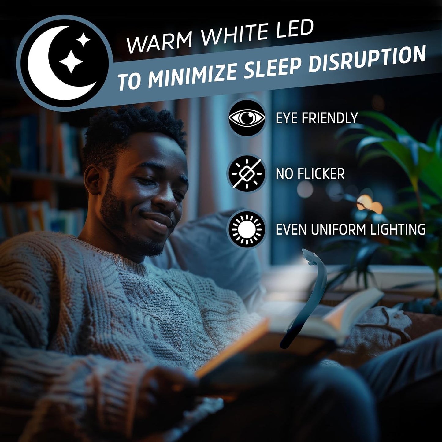 Energizer Flex-R LED Rechargeable Book Light for Reading in Bed, Reading Light with Warm LED Color, Long-Lasting and Lightweight,Blue