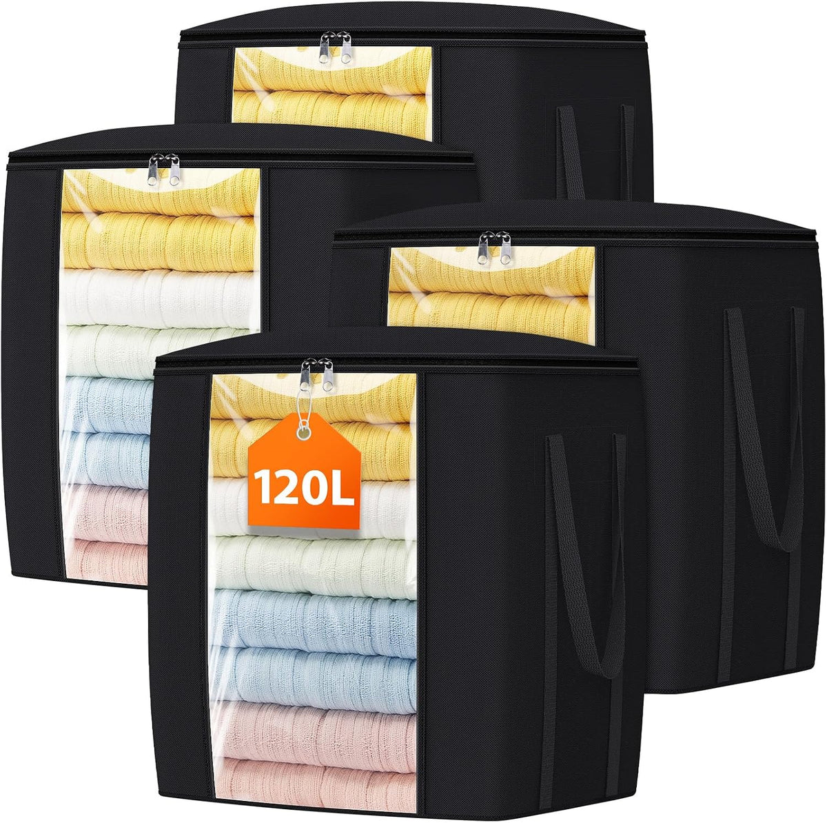 TasticTotes 120L Extra Large Blanket Clothes Storage Bags, Gray