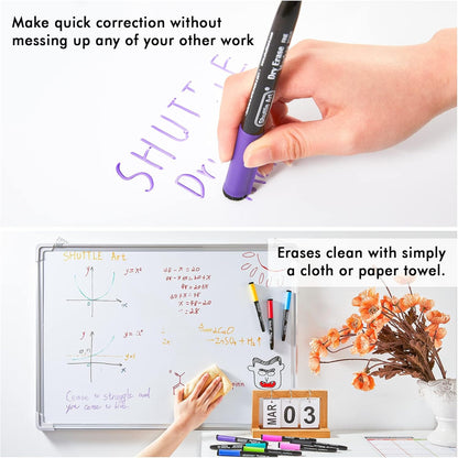 Shuttle Art Magnetic Whiteboard Markers, 20 Pieces Fine Tip and Eraser, Dry Erase Whiteboard Markers, for Writing on Whiteboards, Weekly Planner, Glass for School Office Home
