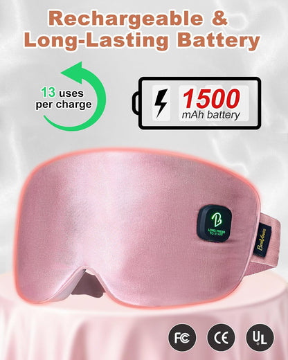 BeeVines Cordless Heated Eye Mask for Dry Eyes, Washable Heat Eye Masks for Blepharitis, Warm Eye Compress for Men & Women, 1500mAh Rechargeable Eye Warmer with Travel Pouch(Blue)
