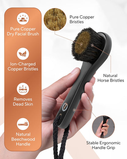 TheraCopper Copper Dry Brushing Body Brush for Lymphatic Drainage