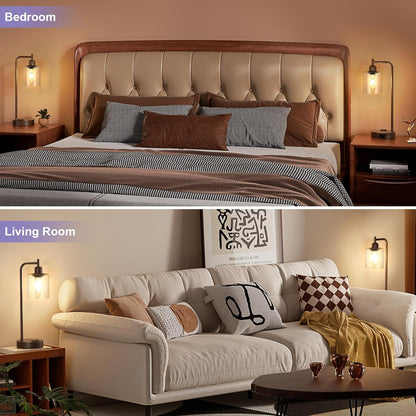Industrial Touch Lamps for Nightstand Set of 2, 3-Way Dimmable Bedside Lamp