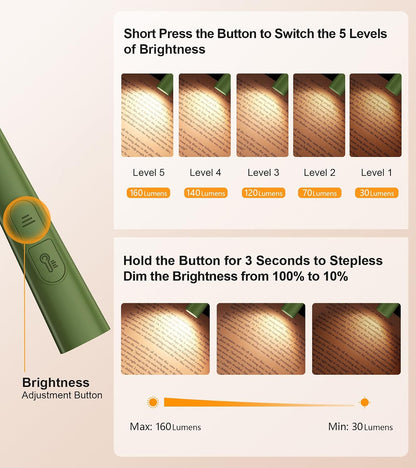 Gritin Book Light,Eye Caring 3 Colors & Stepless Dimming Neck Reading Light