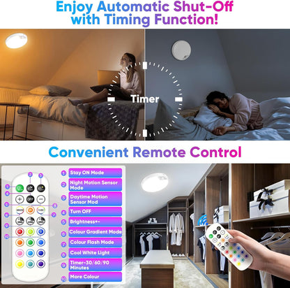 Rechargeable Motion Sensor Ceiling Light, Battery Operated Closet Light