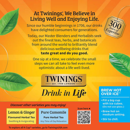 Twinings Pure Rooibos Red Tea K-Cup Pods for Keurig, 24 Count (Pack of 1), Natural, Slightly Sweet Taste, Naturally Caffeine-Free, Enjoy Hot or Iced