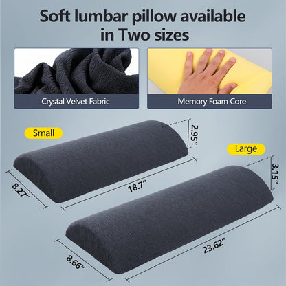 Cozyhealth - 3.15"H*23.6"L - Soft Lumbar Pillow for Sleeping, Memory Foam Back Lumbar Support Cushion for Lower Back Pain Relief Bed Waist Sleep Support Pillow for Side, Back Sleepers (White, Large)