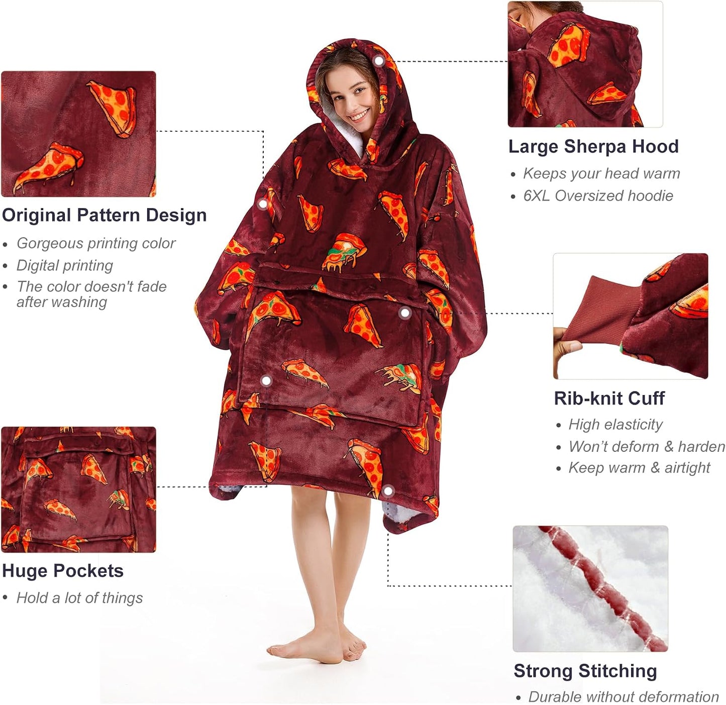 Narecte Cozy Oversized Blanket Hoodie Wearable Blanket Adults Soft Hooded Blanket Hoodie Birthday Gifts for Women Christmas - Colors A