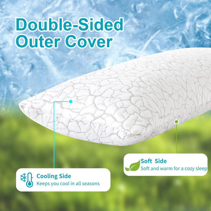 Cooling Pillows for Sleeping 2 Pack, Adjustable Shredded Memory Foam Pillows Queen Size Set of 2, Firm Bed Pillows for Side Back Stomach Hot Sleepers, Cold Pillow with Removable Washable Cover