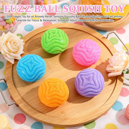 Fuzz Ball, Squishy Stress Ball, Soft Fidget Toy for Anxiety Relief, Fuzz Stress Ball, Sensory Squishy Ball Calming Tactile Grip for Focus & Relaxation (Purple)
