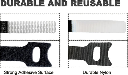Mr-Label Unique Writable Cable Ties - Reusable Fastening Cable Straps - Identify Quickly Cable Labels - for Cord Management (Fastener)