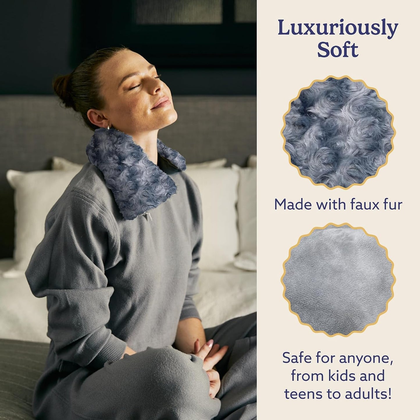 warmies Microwavable Neck & Shoulder Wrap - Weighted Neck Wrap - Microwavable Heat Pack for Shoulders - Chillable Heating Pad with Lavender for Aches & Pain - Marshmallow Gray, 19 x 5 x 3 in, 2 lb