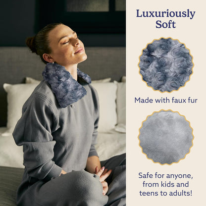 warmies Microwavable Neck & Shoulder Wrap - Weighted Neck Wrap - Microwavable Heat Pack for Shoulders - Chillable Heating Pad with Lavender for Aches & Pain - Marshmallow Gray, 19 x 5 x 3 in, 2 lb