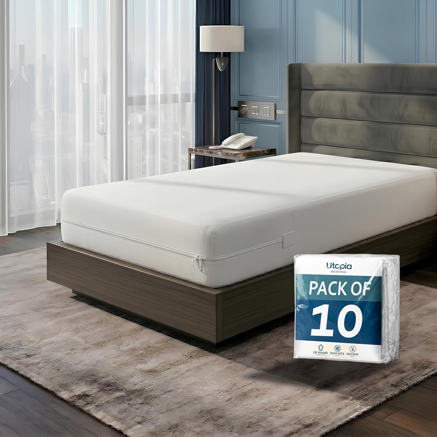 Utopia Bedding Mattress Protector Zippered Twin XL Size, 100% Waterproof Bed Bug and Dust Mite Proof Mattress Encasement, Absorbent 6 Sided Mattress Cover