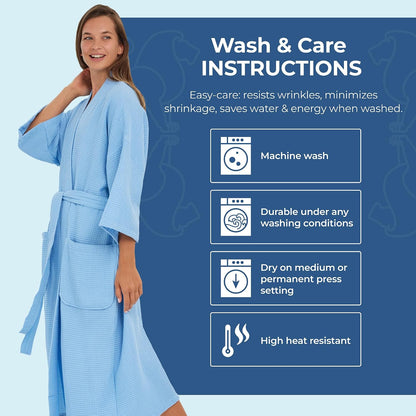 Monarch Square Waffle Spa Kimono Robe for Men or Women